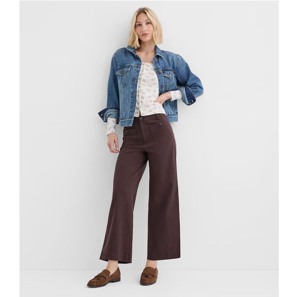 LOFT The Palmer Wide Leg Brown Pants Women’s Size 6